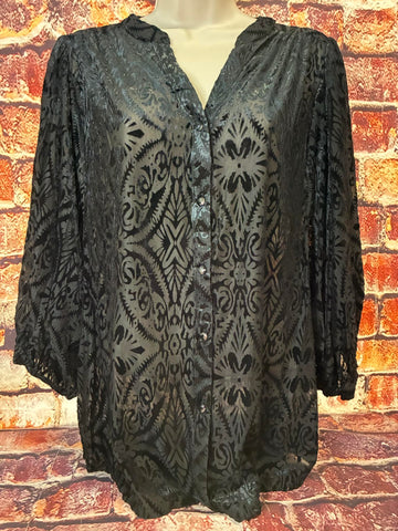 Velvet 3/4 Sleeve Blouse