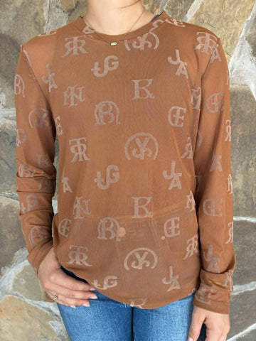 Tan Brands Mesh Top