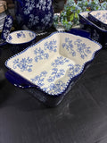 Blue Floral Lace 1.75 qt Loaf Pan