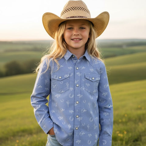 Girl's Western Motif Pearl Snap