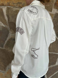 White Pearl Snap Western Embroidered Shirt