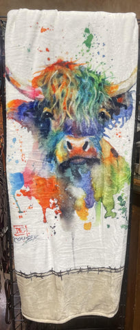 Dean Crouser Highland Cow Plush Sherpa Throw Blanket