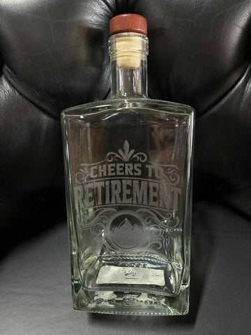 Cheers to Retirment! Decanter Etched Glassware