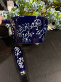 Blue Floral Lace 10 oz Dip Bowl and Spreader