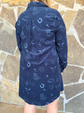 Corduroy Western Motif Button Dress