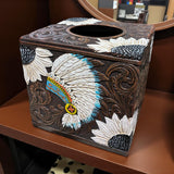 Headdress Tooled Leather Bathroom Set