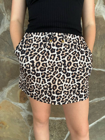 Leopard Pull On Active Skort