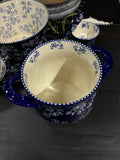 Blue Floral Lace XL Utensil Crock
