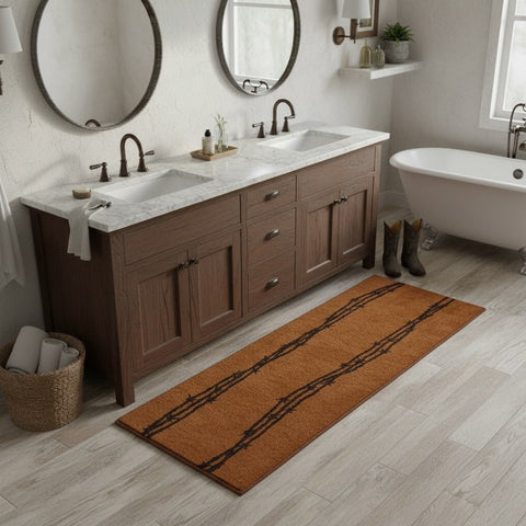 Chocolate Barbwire Bath and Kitchen Runner Rug