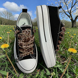 Western Charm Black Canvas Platform Sneaker
