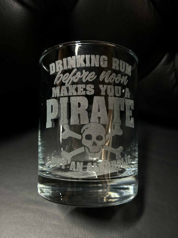Pirate High Ball Etched Glassware