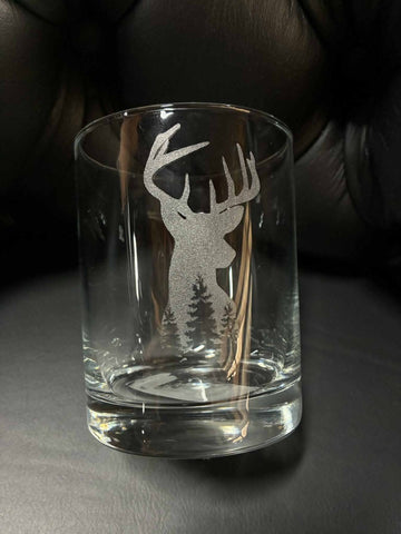Buck High Ball Etched Glassware