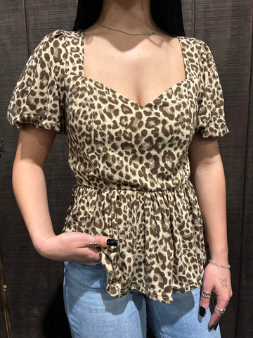 Leopard Peplum Blouse