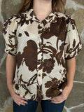 Brown Floral Blouse