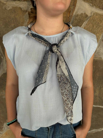 Light Blue Scarf Blouse