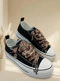 Western Charm Black Canvas Platform Sneaker