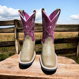 Rosebud Tombstone Wide Square Toe Western Boot