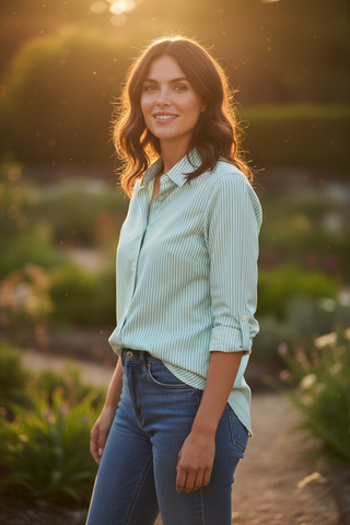 Mint Green Stripe Long Sleeve Shirt