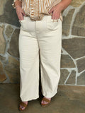 Plus Size Cream Wide Leg Jean