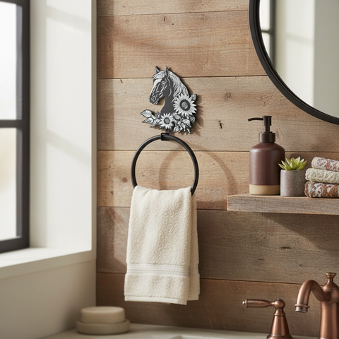 Horse with Sunflowers Towel Ring