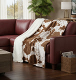 Brown Hair on Hide Sherpa Throw Blanket