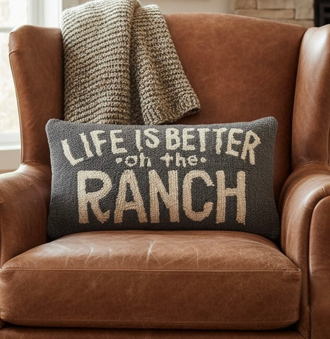 Life is Better on the Ranch Kilim Hook Wool Pillow