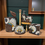 Headdress Tooled Leather Bathroom Set