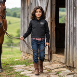 Girls Black Bootstitch Puffer Vest