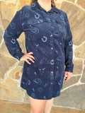 Corduroy Western Motif Button Dress