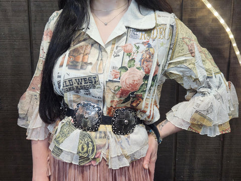Western Flutter Sleeve Blouse