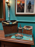 Longhorn Tooled Leather Bathroom Set