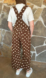 Mocha Polka Dot Barrel Overall