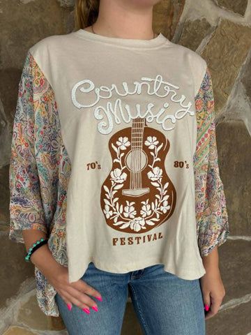 Paisley Guitar Poncho Top