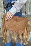 Tan Bootstitch Fringe Crossbody