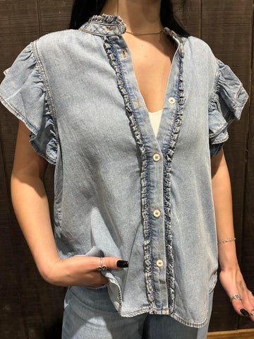 Chambray Flutter Blouse