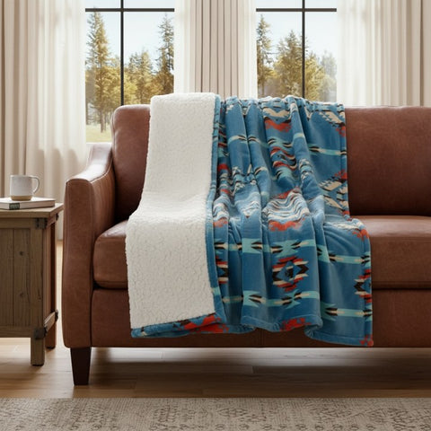 Turquoise Southwest Plush Throw