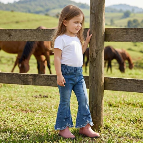 Pearl Hem Flare Denim
