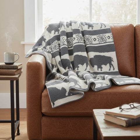 Buffalo Slate Stretchy Throw