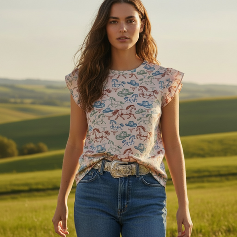 Pony Print Blouse