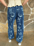 Western Toile Barrel Jeans