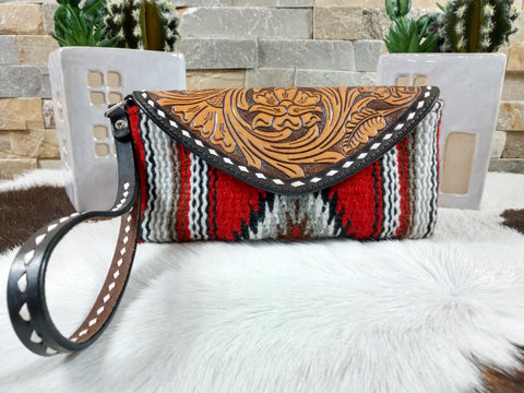 Rafter T Tooled Leather Wristlet