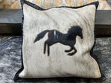 Cowhide Rearing Horse Pillow