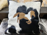 Cowhide Rearing Horse Pillow