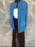 Retro Denim Pearl Snap Long Sleeve Western Shirt