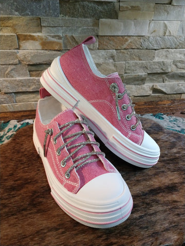 Hot Pink Bling Lace Sneaker