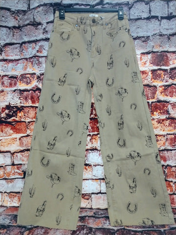 Western Print Cropped Jeans