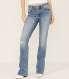 Boot Stitch Distressed Bootcut Jeans