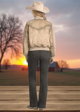 Cowgirl Distressed Microsuede Bomber Jacket