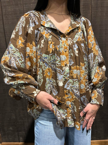 Chocolate Floral Blouse