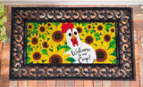 Welcome Chicken Sunflowers Sassfrass Switch Mat